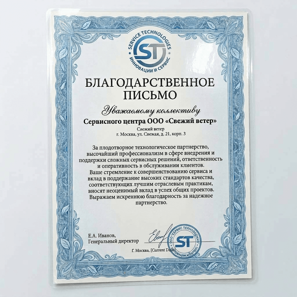 Благодарность от Weissgauff Technologies